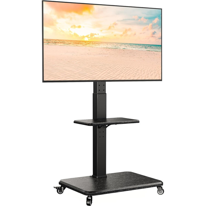Підставка для телевізора Perlegear на колесах, 32-75 дюймів, до 50 кг, регульована висота, поворотна, нахилена, з підсвічуванням, VESA 600x400mm, PGTVMC27
