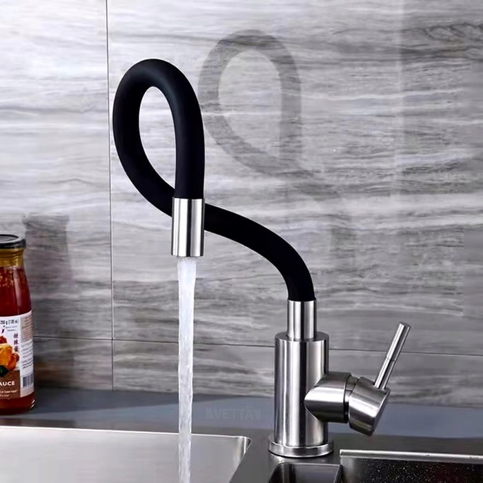 Кухонний змішувач Granite Sink, чорний з сріблом