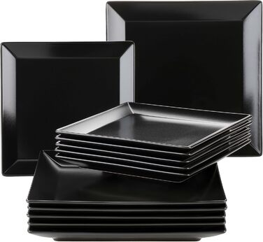 MÄSER Manhattan City: Сервіз столовий на 6 осіб з порцеляни, чорний
