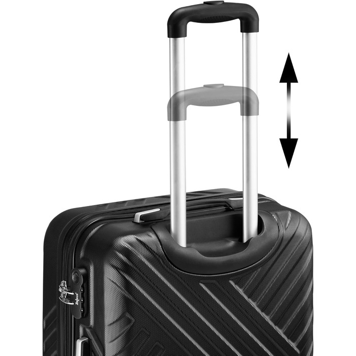 Набір валіз Zelsius 3 шт., чорний | ABS, з кодовим замком, подвійними колесами та внутрішнім роздільником | Ручна валіза, набір валіз, ролер, велика валіза, багаж