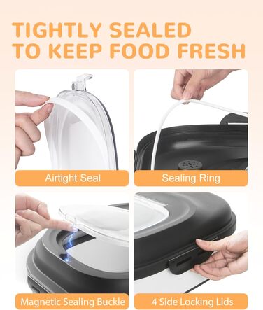 Контейнер для зберігання рису, складний, з колесами, герметичний, з мірним стаканчиком та лопаткою, для рису, кормів, борошна, темно-зелений/9-13,6 кг (чорний/9-22,7 кг)