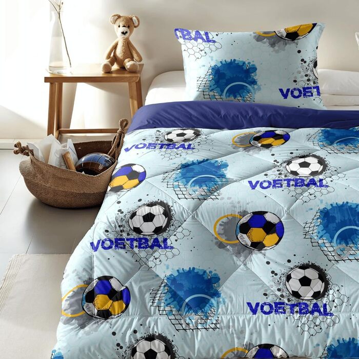 Комплект постільної білизни Zelesta Kiddybed 135x200: зимова та літня ковдра, дитячий набір без наволочок, принт Soccer Dream