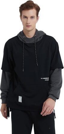 Худі чоловіче GURUNVANI з па́тчворком, чорний, розмір S