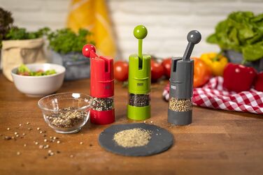 KUHN RIKON Salt and Pepper Grinder Ratchet Grinder, Manual Spice Grinder, Grey, Adjustable Ceramic Grinder