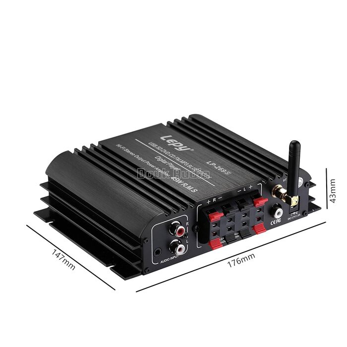 Nobsound Lepy Hi-Fi стерео підсилювач 4-канальний Bluetooth, USB/SD, з пультом і LED-дисплеєм для авто та дому