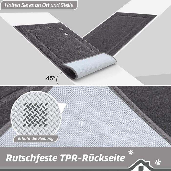 Килимок для дому BEQHAUSE 80x120 см, сірий - для входу, коридору, передні/задні двері, миється