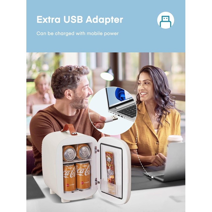 Mini холодильник FOHERE 5 літрів: для напоїв та догляду за шкірою, USB живлення, 220V/12V, білий