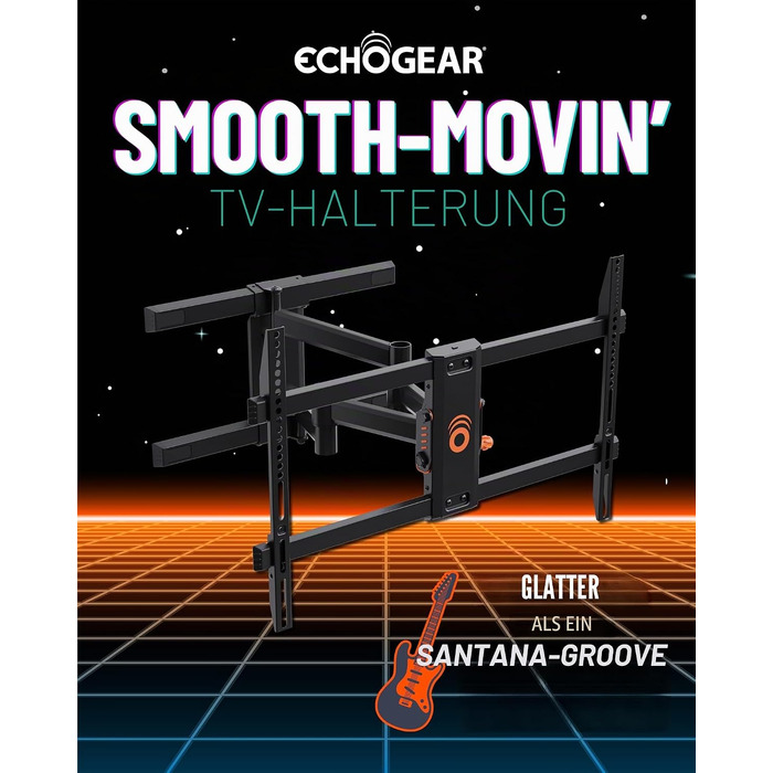 Кронштейн для телевізора ECHOGEAR Full Motion поворотний та нахильний, для ТВ до 78 дюймів, з можливістю регулювання рівня після монтажу