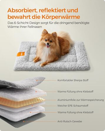 Підстилка для собак та котів Feandrea, 60 x 45 см, сіра, S, машинного прання та сушки, неслизька