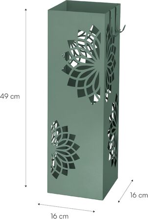 Підставка для парасольки Baroni Home з сучасним дизайном, металева з мандалою, 2 гачки та знімна ємність для збору води, 16 x 16 x 49 см, зелена