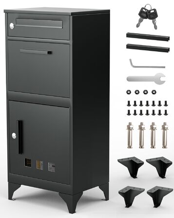 Поштовий ящик вуличний Edestah Anthrazit з газетницею (37x37x10 см), персоналізований з табличкою для імені, захист від реклами, поштова скринька