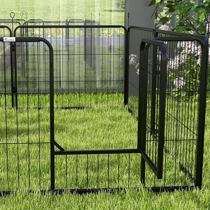 Клітка-манеж для цуценят PawHut 80x60 см з 8 панелей, дверцятами та фіксацією для землі