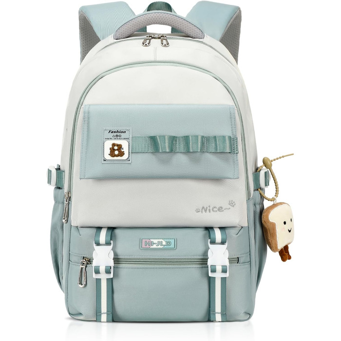 Шкільний рюкзак для дівчаток-підлітків, великий рюкзак для класу 5-12, стильний рюкзак-daypack з нейлону для гімназії, реального училища та університету, зелений