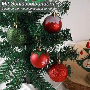 40 шт. ялинкових прикрас прозорих з кришкою, 6 см, з 5 різними внутрішніми дизайнами, пластикові кулі для ялинки, вікна, внутрішнього та зовнішнього декору (червоний + зелений + білий)