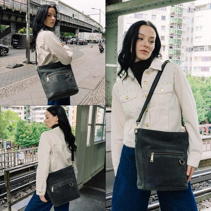 Сумка через плече Berliner Bags Siena Vintage з натуральної шкіри, сіра. Жіноча сумка-месенджер