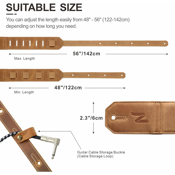 Накладки на гітару Nefelibata: шкіряний ремінь для бас-гітари, електрогітари та акустичної гітари (жовтий, тиснення Сахара)