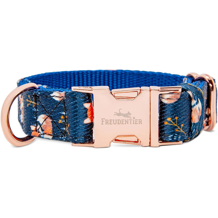 Dog Collar + Dog Leash Set - Includes Gift Box - 3-Way Adjustable Leash 2m - Let's Get Foxy Collection for Small, Medium & Large Dogs