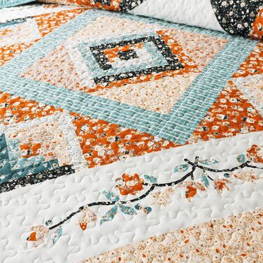 Комплект постільної білизни King Size в стилі фермерський дім від BEDIFANY, м'який пуховий ковдра (249 x 270 см), легкий комплект постільної білизни для ліжка, для декорування ліжка, підходить для всіх сезонів, 3 штуки - Квітковий малюнок