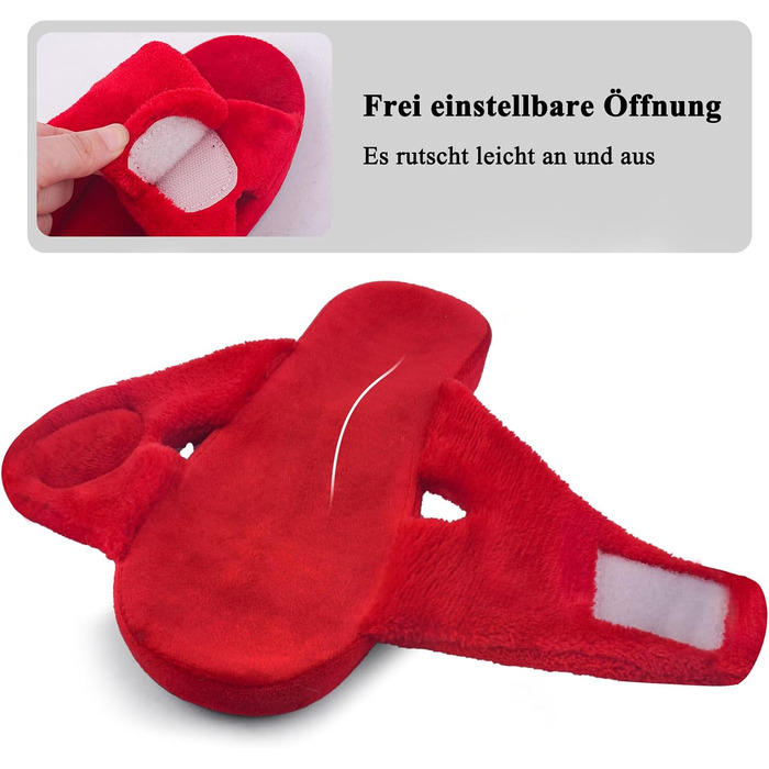Жіночі капці Git-up з ефектом пам'яті (Memory Foam), з підтримкою arches та регульованою застібкою-липучкою, широкі для діабетиків, для дому та вулиці (40 EU, червоні)