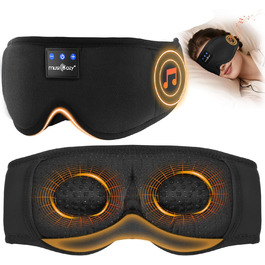 Маска для сну з навушниками Musicozy 3D Bluetooth, повна затемнення, для сну, подорожей, відпочинку та медитації