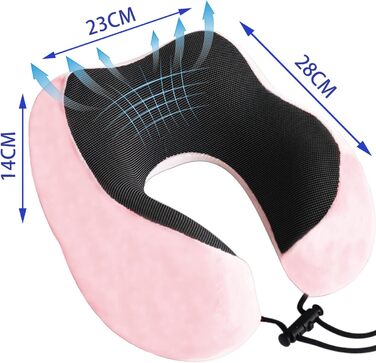 Подушка для шиї Poligono для подорожей: компактна, легка, з memory foam, рожева