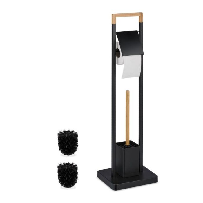 Relaxdays Toilet Set Bamboo & Stainless Steel