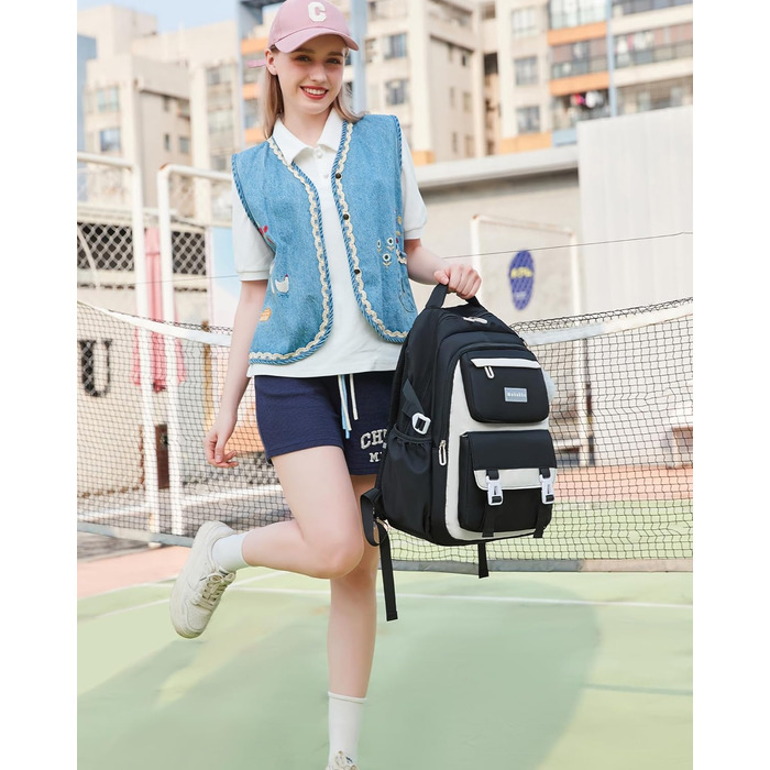 Шкільний рюкзак Makukke для дівчаток та підлітків: набір, водонепроникний, 30L, чорний