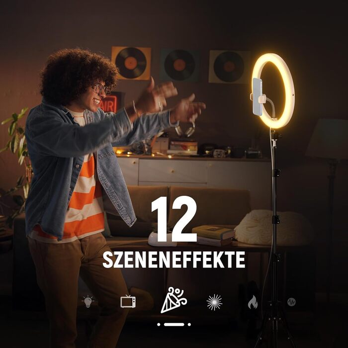 NEEWER Комплект кільцевого світла для фото та відео: 48 см, 52 Вт, регульоване LED кільцеве світло з штативом та Bluetooth для смартфона, YouTube, селфі (RH12B Pro)