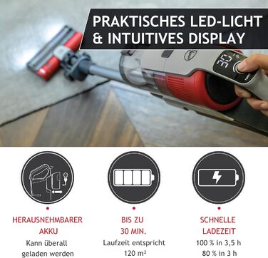 Бездротовий акумуляторний пилосос Hoover HF9 I Безсумнівна потужність та автономність до 60 хвилин I Підходить для всіх типів підлоги з LED-підсвічуванням та антизаплутувальною насадкою I 1 акумулятор