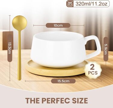 Набір кавових чашок капучіно з блюдцем, 4 шт. (320 мл) з кераміки, чорний колір