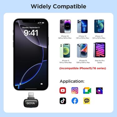 BOYA Mini 2: Бездротовий мікрофон-лавал'єр для iPhone 15/16/17 та Android з USB-C, 48kHz/24Bit, для Vlogging та TikTok