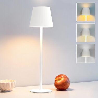 Настільна LED лампа DEELUX акумуляторна, димована, бездротова, з USB-C, 3 режими кольору (2700K/3600K/5000K), водонепроникна IP44, бежева