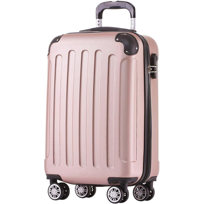 Чемодан Beibye з подвійними колесами Hardcase, XL-L-M, 14 кольорів (Розове золото), ручна поклажа (55 см)