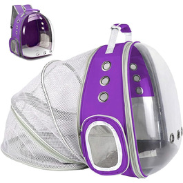 Розширюваний рюкзак для котів та маленьких собак, переноска-рюкзак з прозорим вікном, для подорожей та прогулянок (фіолетовий)
