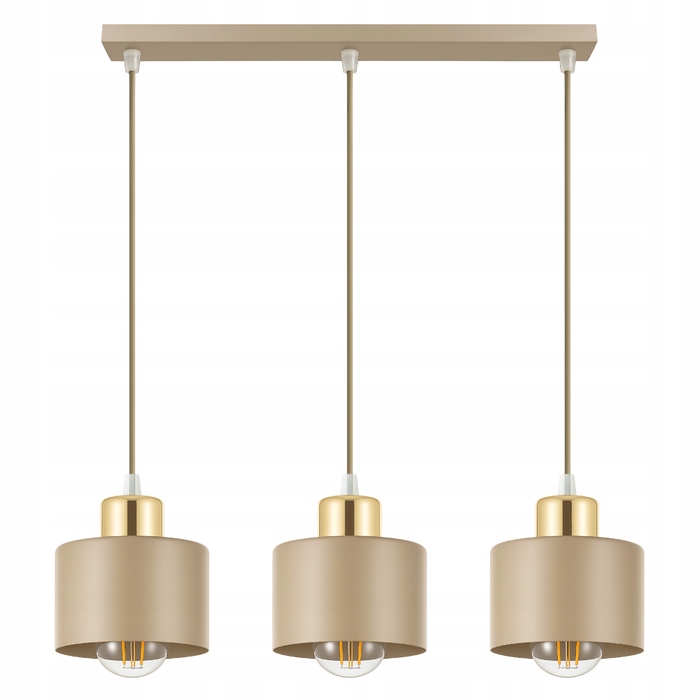 Підвісна люстра LEDLUX бежевий + золото, 3 точки освітлення, цоколь E27