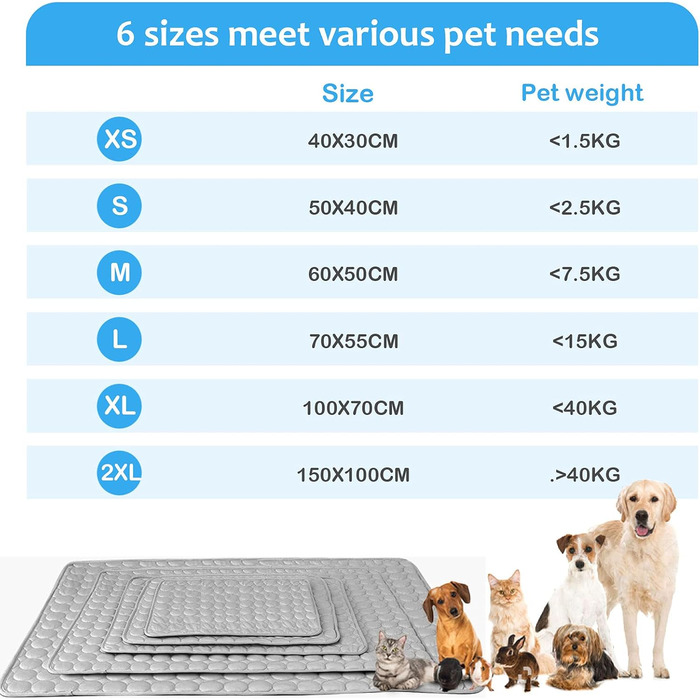 Килимок охолоджуючий для собак NIBESSER, самоохолоджуючий, літо, 100x70 см, сірий