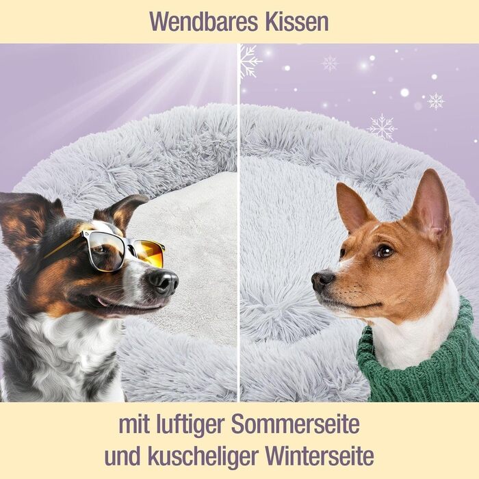 Кругле ліжко для собак та котів Pfoten&nasen® Wolke 7, темно-сірий, 65 см – м'яке, знімний чохол, для маленьких тварин