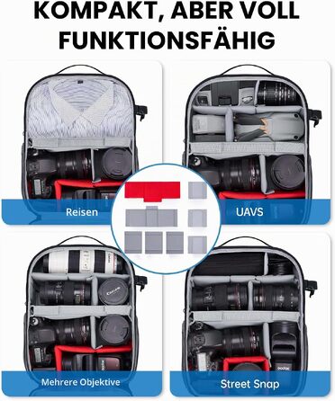 Водонепроникний рюкзак для фотографа Bagsmart для дзеркального фотоапарата з відділенням для ноутбука 15.6