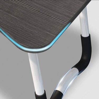 Настільний столик для ліжка з ящиком для зберігання, тримачем для чашки та планшета, складний столик-підставка для ноутбука, чорний (23,6 дюйми)