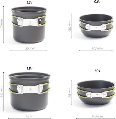 Набір посуду для кемпінгу: 16 предметів, котел, посуд для приготування їжі на відкритому повітрі