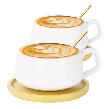 Набір кавових чашок капучіно з блюдцем, 4 шт. (320 мл) з кераміки, чорний колір