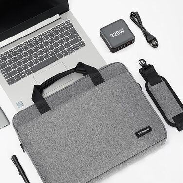 Зарядний пристрій USB C 220W, 6 портів GaN III, швидка зарядка PD + QC для iPhone, Samsung, iPad, MacBook Pro, Dell – Чорний + Кабель USB C 100W 1.5м