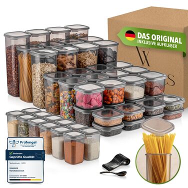 Набір контейнерів для зберігання продуктів Peggy 48 шт. з герметичними кришками. Контейнери для спецій, крупи, борошна, цукру. Організація кухні.