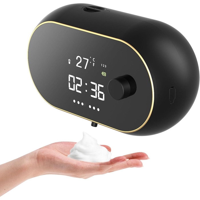 Automatic Soap Dispenser Wall Mount Foam Soap Dispenser Electric Soap Dispenser No Touch Wall Mounting Sensor Foam Soap Dispenser Plastic Kitchen Bathroom Foam Dispenser Black