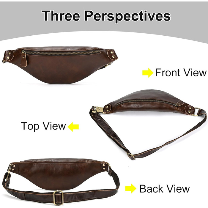 Чоловіча/Жіноча поясна сумка з натуральної шкіри Vintage, чорна (1033 Kaffee)