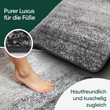 MOSSWANDERER Non-Slip Bathroom Rug - 60x90cm | Washable Luxury Bath Mat | Modern Black & Gray Design | Absorbent Floor Mat for Bathroom, Shower & More