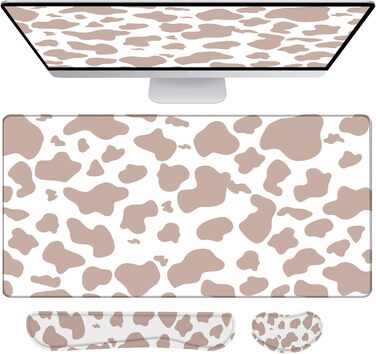 Килимок для миші геймерський 80x40 см 3-в-1 з підставкою для зап'ястя та клавіатури, антиковзаюча основа, стильний дизайн, для дому та офісу (B5-brown)