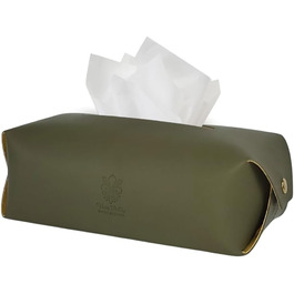 Luxury for your tissues - box made of Italian leather, perfect for living rooms, bathrooms, kitchens, offices/practices, cars, and hotel rooms (Olive)