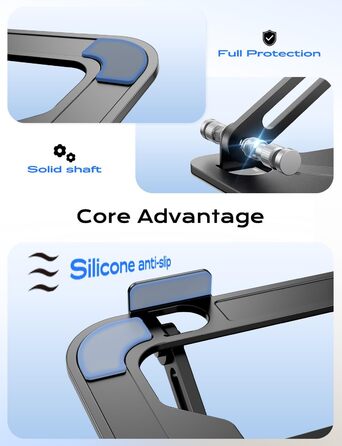 Adjustable Laptop Stand for Desk - Portable Aluminum Laptop Riser, Foldable, HP Compatible (10-16 inch), Space Black
