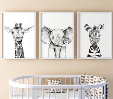 Eviepops Prints Safari Animals Set of 3 A4